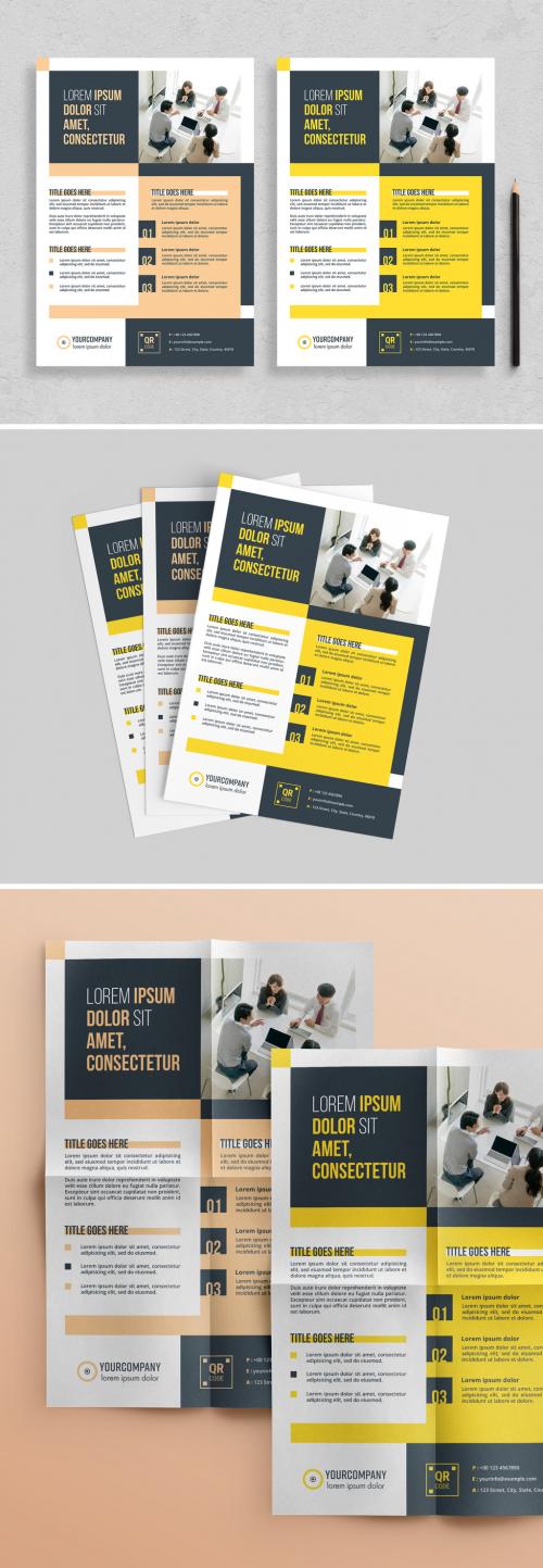 Flyer Layout with Colorblock Elements - 313873087