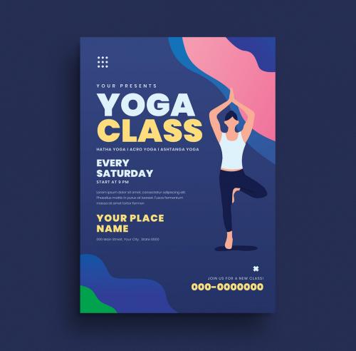 Yoga Class Flyer Layout - 313885138