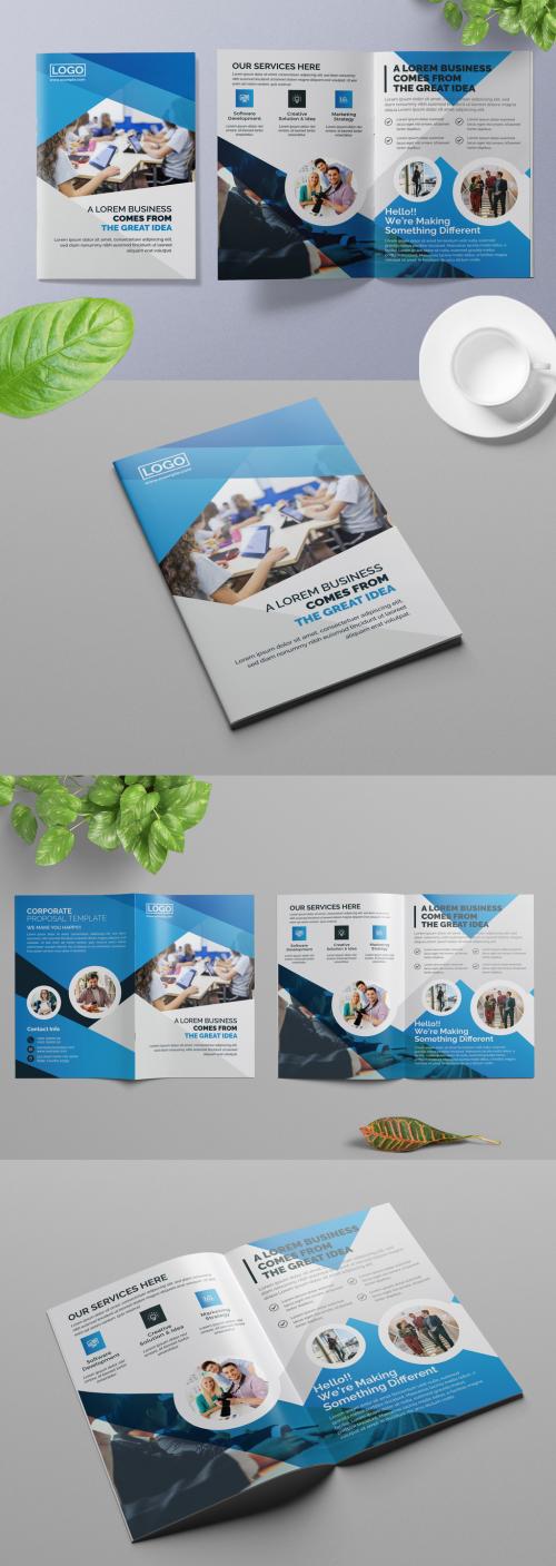 Bifold Brochure with Blue Accents - 313886012