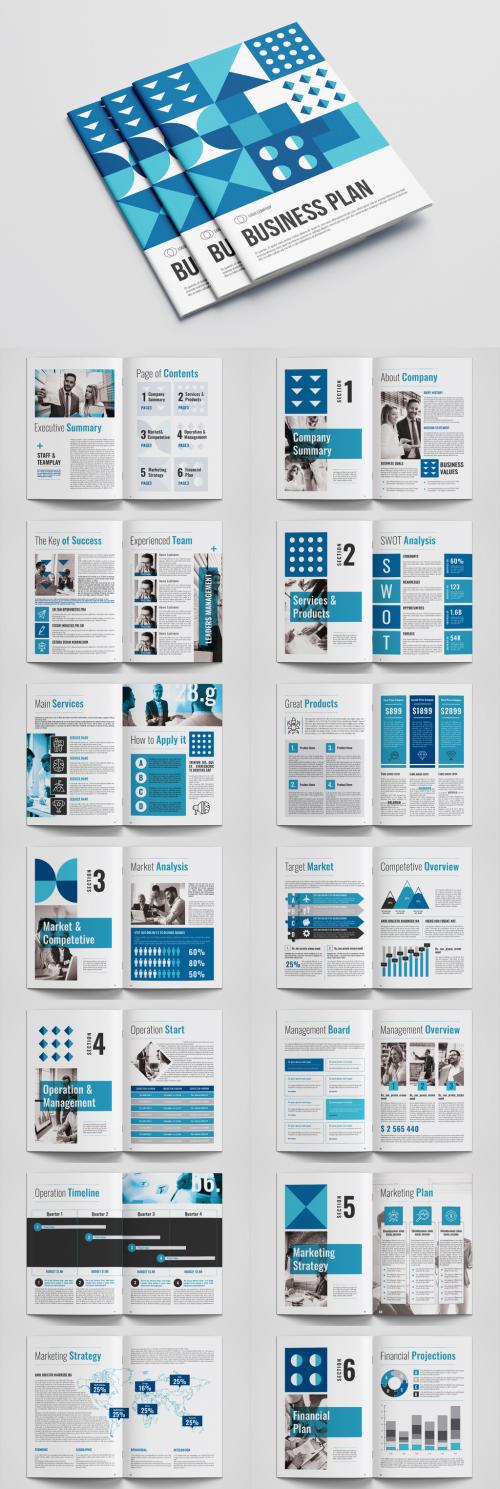 Business Plan Layout with Blue Accents - 313897191