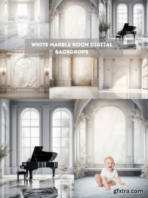 White Marble Room Digital Backdrops