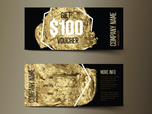 Golden Gift Voucher Card Layout - 314326378