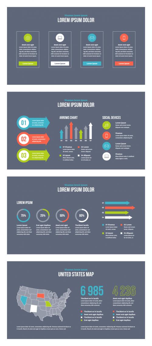 Infographic Presentation Elements on Dark Blue Background - 314341489