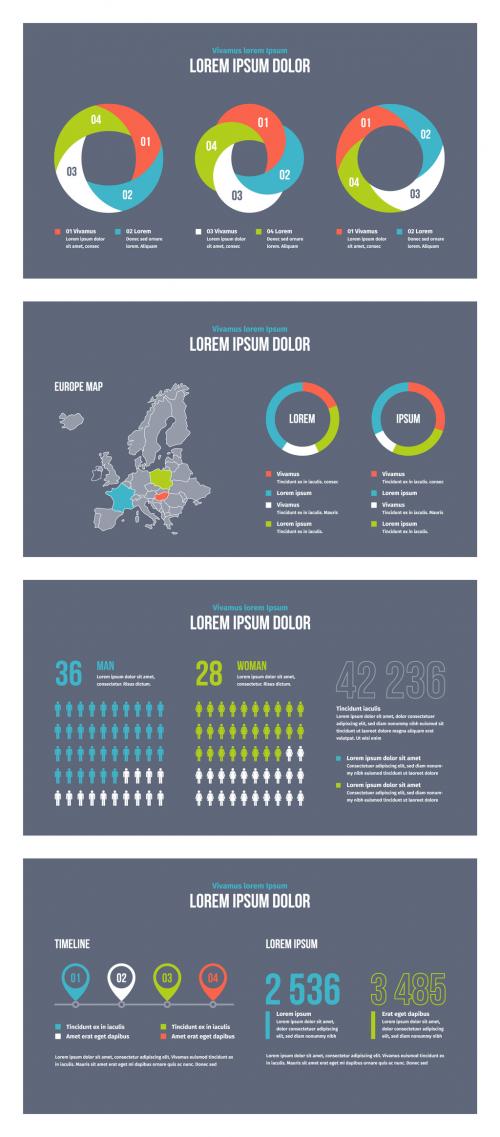 Infographic Presentation Elements on Dark Blue Background - 314341510