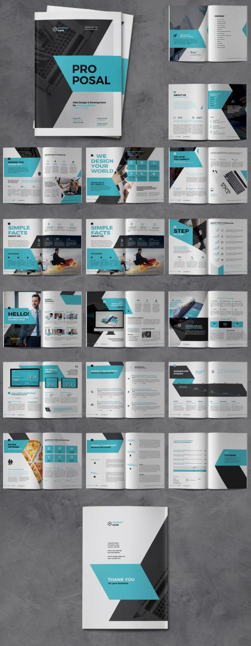 Project Proposal Brochure Layout with Blue Accents - 314507768