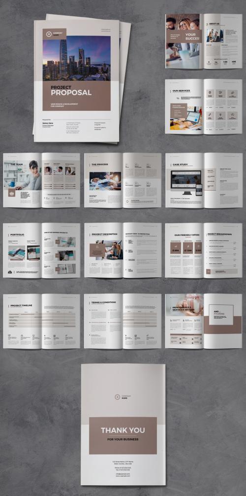 Proposal Brochure Layout with Brown Accents - 314509016