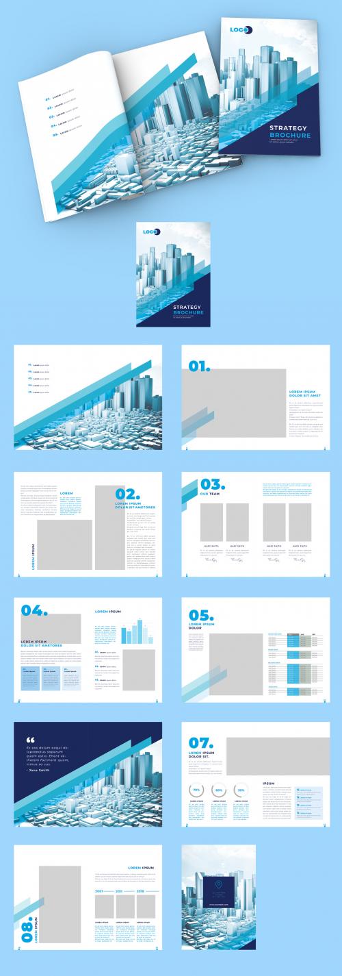 Marketing Strategy Brochure Layout with Blue Accents - 314544126