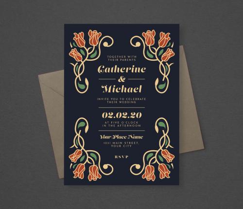 Floral Wedding Invitation Layout - 315113413