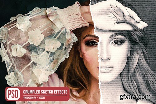 Crumpled Sketch Photo Effects 87D5K3G