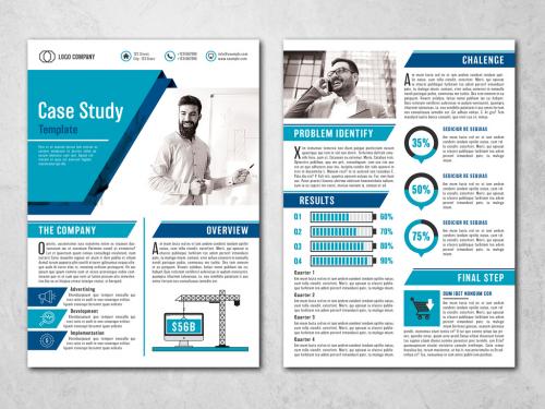 Case Study Layout with Blue Accents - 315188826