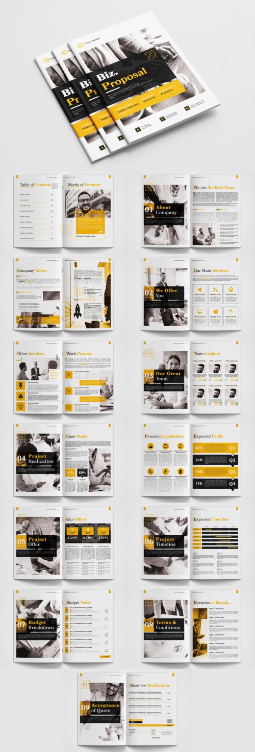 Business Proposal Layout with Yellow Accents - 315189954