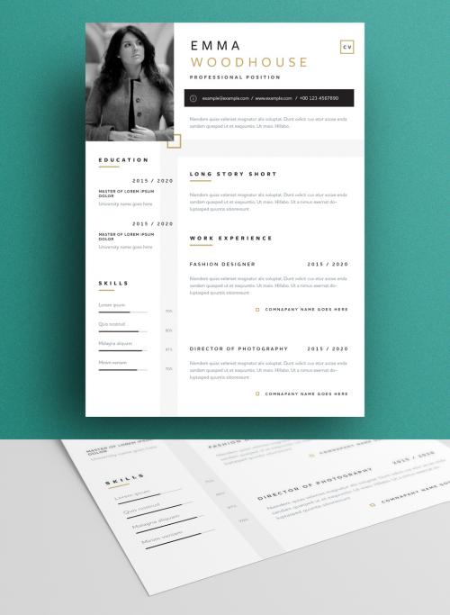 Resume Layout with Gold Accents - 315384785