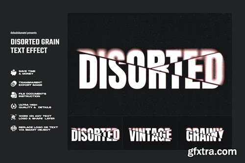 Disorted Grain Text Effect UNPTJKY