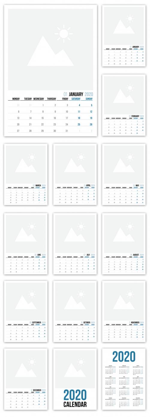 2020 Calendar Layout with Blue Accents - 315678612