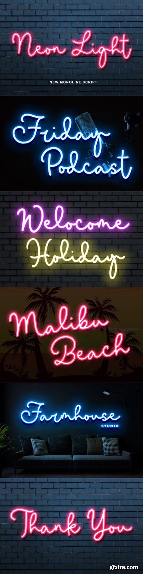 Neon Light Script Font