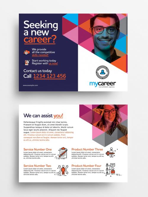 Business Flyer Layout with Geometric Pattern Elements - 315728063