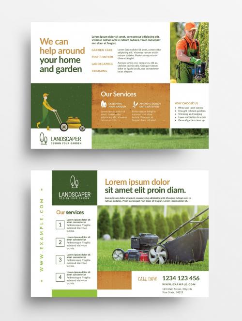 Flyer Layout with Gardening Illustration Elements - 315728287