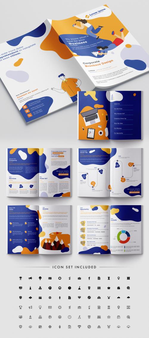 Bright Brochure Layout with Vector Character Illustrations - 316003068