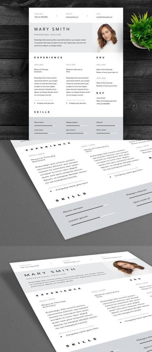 Resume Layout with Gray Header and Footer - 316231363