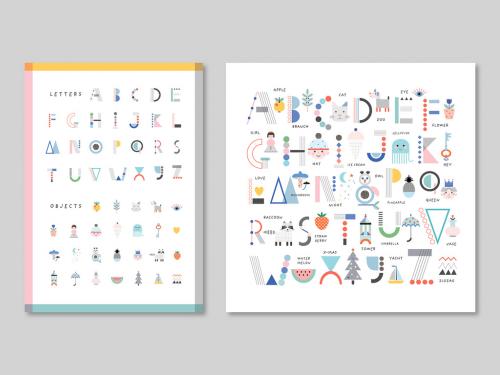 Set of Poster Layouts with Letters and Objects - 316238462