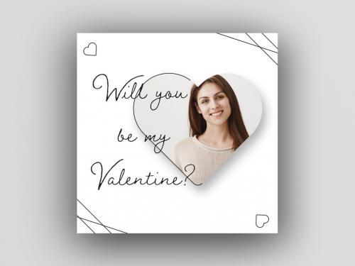 Valentines Card Layout with Heart Shaped Photo Mask - 316240829