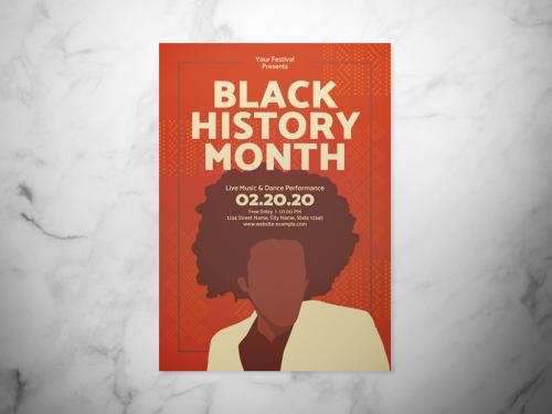 Black History Month Event Flyer Layout with Silhouetted Illustration - 317079985