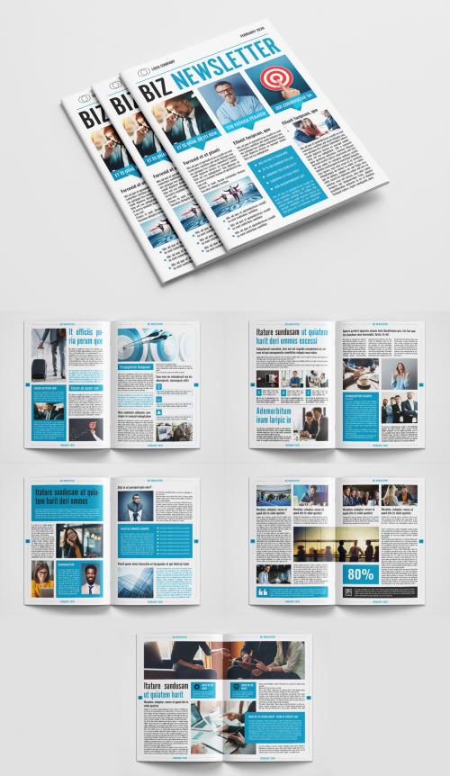  Business Newsletter Layout with Blue Accents - 317094014