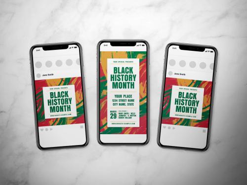 Black History Month Social Media Post Layout Set with Abstract Background - 317318729