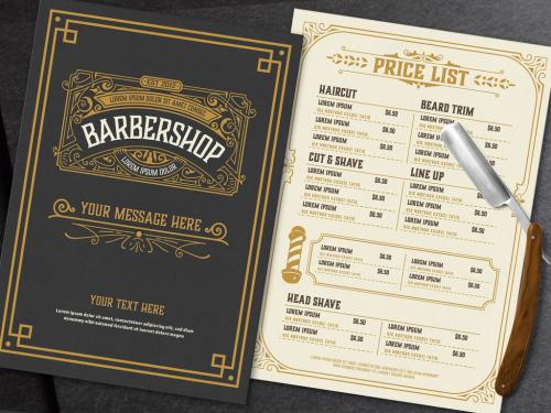 Vintage Barber Shop Price List Layout - 317345617