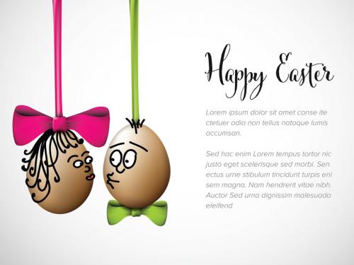 Funny Easter Card Layout with Eggs - 317563391