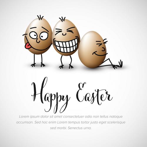 Funny Easter Card Layout with Eggs - 317563397