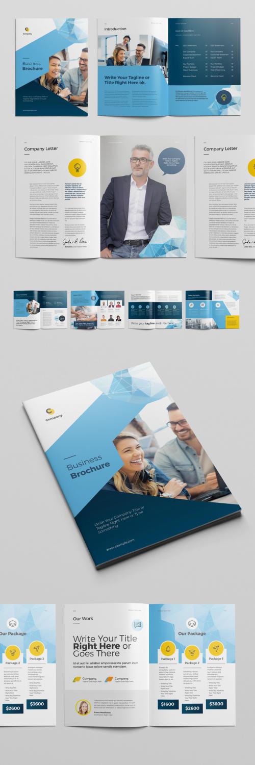 Brochure Layout with Blue Geometric Elements - 317613180