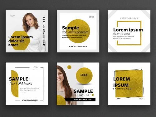 Social Media Layout Pack with Gold Foil Textures - 317755132