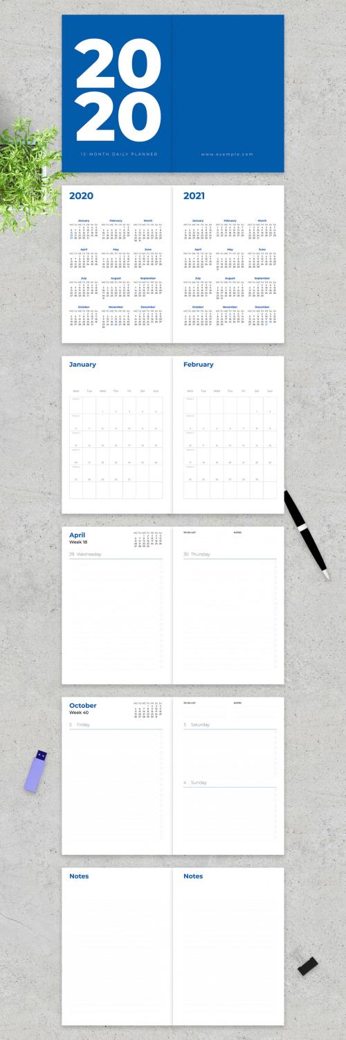 2020 Classic Twelve Month Daily Planner Layout - 317764107
