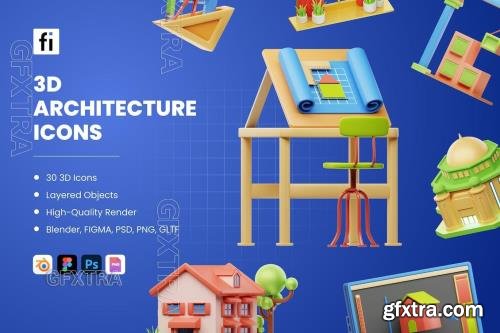 3D Architecture Icons 2FB5RGR