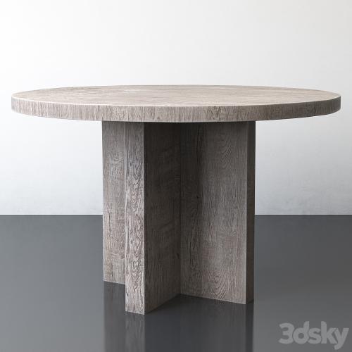 RECLAIMED RUSSIAN OAK PLANK ROUND DINING TABLE Gray