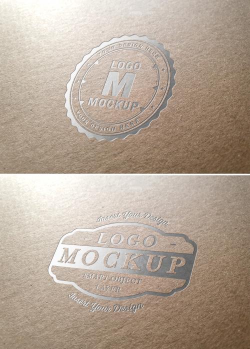 Metallic Logo Mockup on Cardboard Texture - 318694232