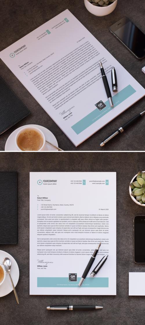 Letterhead Layout with Teal Accents - 318705100