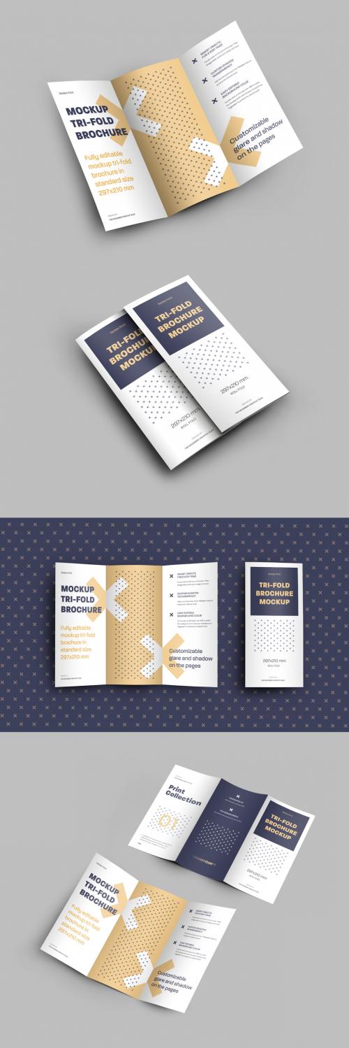 4 Mockup Set of Tri Fold Roll Brochures - 318986632