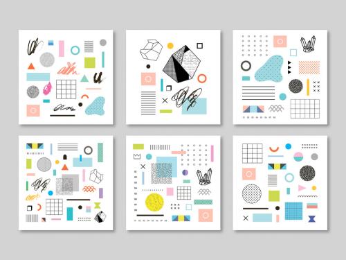 Set of Card Layouts with Geometric Elements - 319003546