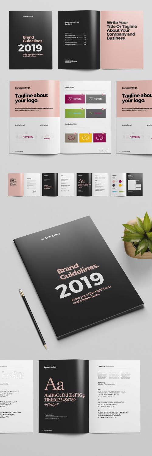 Black and Pink Brand Guideline Brochure Layout - 319015654