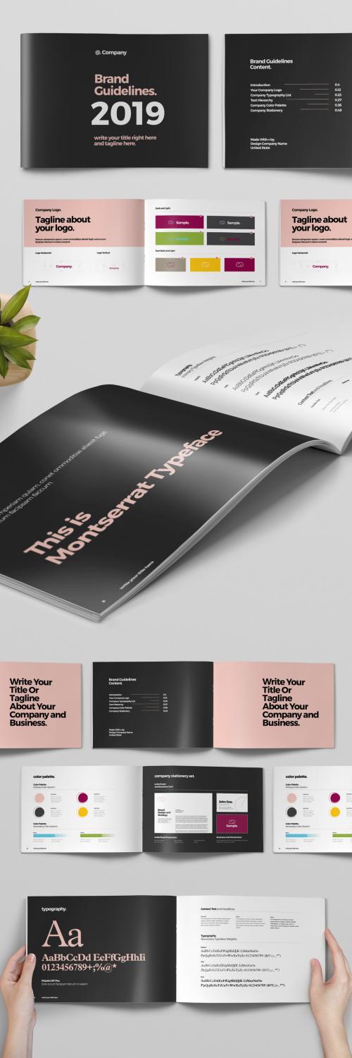 Black and Pink Brand Guideline Brochure Layout - 319015655