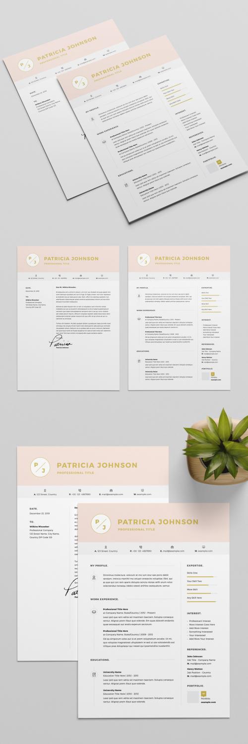 Resume Layout with Pale Pink Header - 319015671