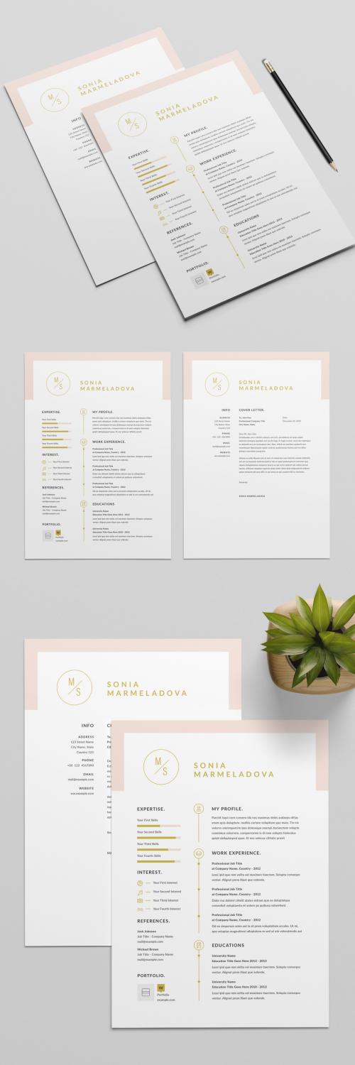 Resume Layout with Pale Pink Header - 319015689