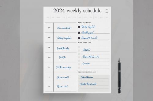 Weekly Schedule Planner Layout