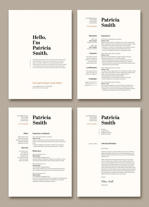 Resume and Cover Letter Layout with Tan Accents - 319315490