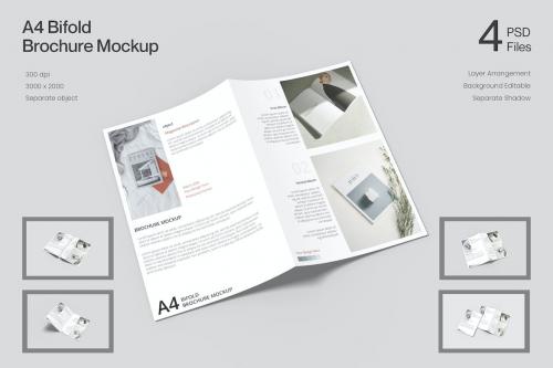 MI - A4 Bifold Brochure Mockup