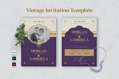 Modern Vintage Wedding Invitation