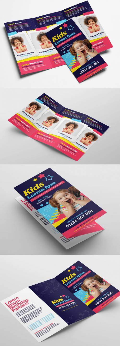 Trifold Brochure Layout with Children's Event Illustrations  - 319812035