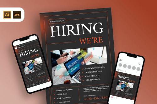 Dark Minimalist Job Vacancy Flyer Template